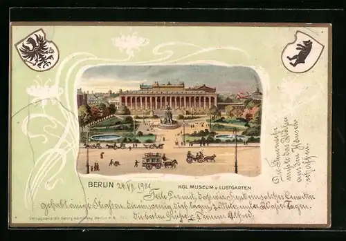 Passepartout-AK Berlin, Königliches Museum und Lustgarten, Wappen