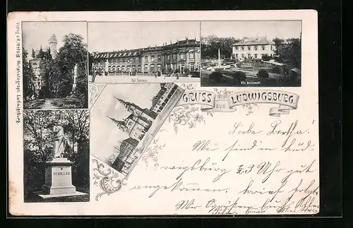 AK Ludwigsburg, Schloss, Emigsburg, Villa Marienwahl
