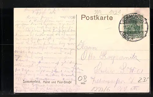 AK Sommerfeld, Markt und Post-Strasse
