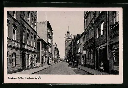 AK Patschkau, Breslauer Strasse,  am Turm