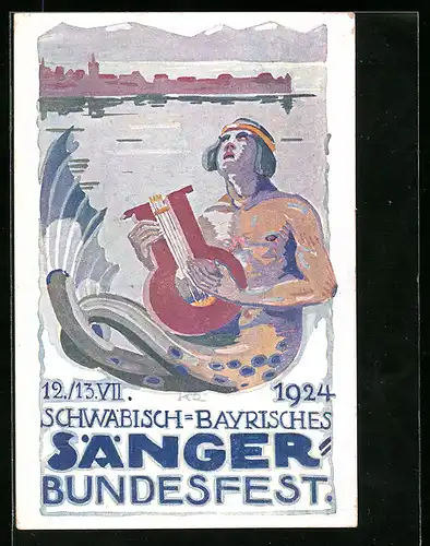 Künstler-AK Lindau i. B., Schwäbisch-Bayrisches Sänger-Bundesfest 1924, Sängerfest