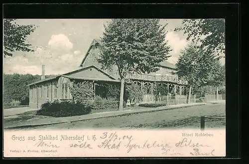 AK Albersdorf i. H., Hotel Ruhleben, Strassenansicht