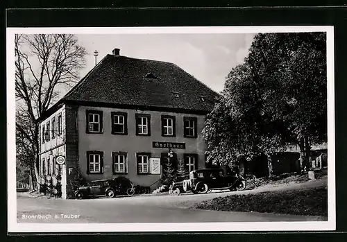 AK Bronnbach a. Tauber, Gasthaus Brombach mit Autos