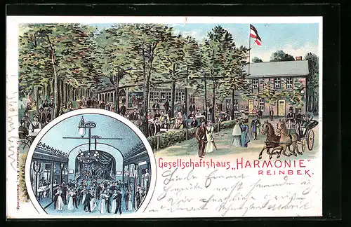 Lithographie Reinbek, Gesellschafthaus Harmonie, Tanzsaal