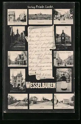 AK Wesselburen, Schülperstrasse, Post, Lolfuss, Villa Assmus, Süderstrasse