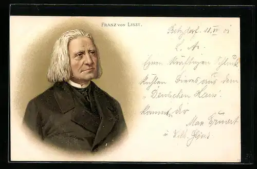 Lithographie Franz von Liszt im Portrait