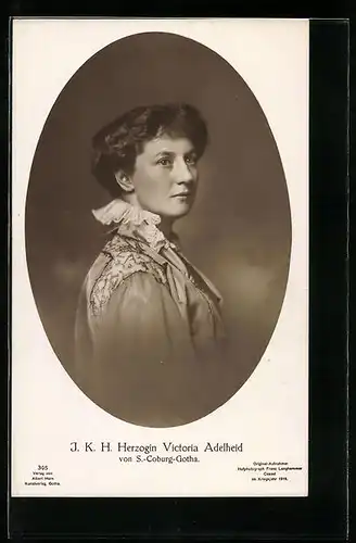 AK Porträt von J. K. H. Herzogin Victoria Adelheid von Sachsen-Coburg-Gotha