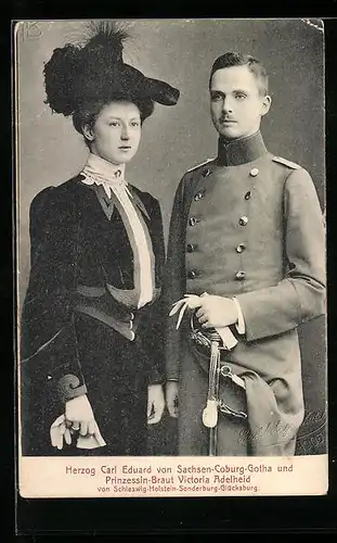 AK Herzog Carl Eduard von Sachsen-Coburg-Gotha und Prinzessin Victoria Adelheid