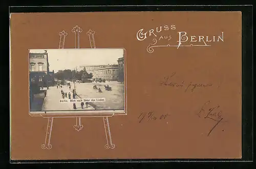 Passepartout-AK Berlin, Blick nach Unter den Linden