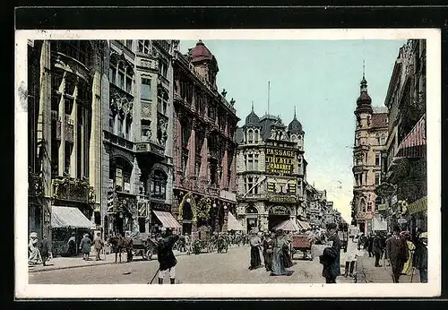 AK Berlin, Partie in der Friedrichstrasse, mit Strassenkehrer