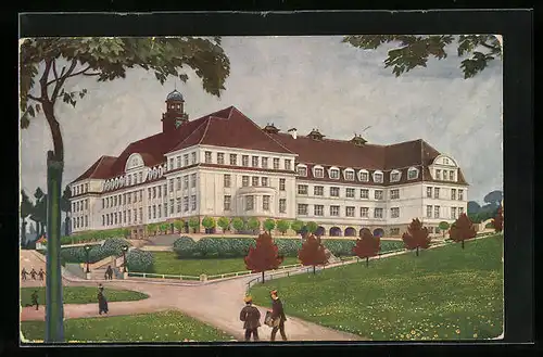 Künstler-AK Ravensburg, Spohn`sche Familienstiftung Gymnasium und Oberrealschule