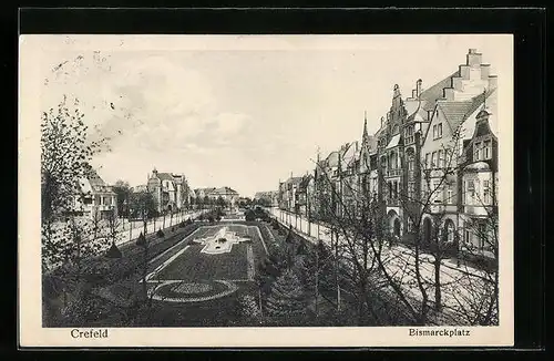 AK Crefeld, Blick über den Bismarckplatz