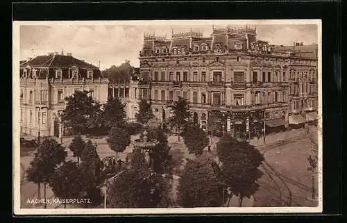 AK Aachen, Kaiserplatz mit Springbrunnen
