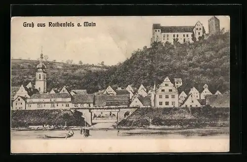 AK Rothenfels a. Main, Blick über den Fluss auf den Ort