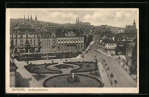 AK Bamberg, Schönleinplatz aus der Vogelschau