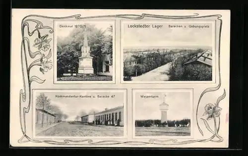 AK Lockstedt, Lockstedter Lager, Wasserturm und Denkmal