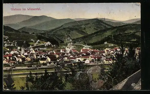 AK Steinen im Wiesental, der Ort aus der Vogelschau