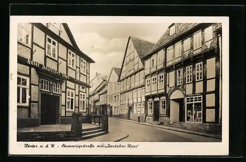 AK Höxter a. d. W., Stummrigestrasse mit Deutsches Haus