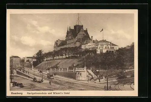 AK Hamburg-St.Pauli, Navigationsschule und Wiezel`s Hotel