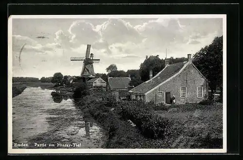 AK Emden, Partie am Hinter-Tief, Windmühle