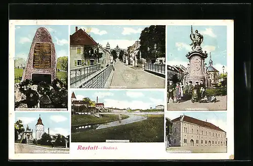 AK Rastatt, Schlossstrasse und Bernhardusbrunnen