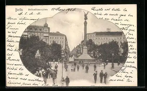 AK Berlin, Belleallianceplatz mit Denkmal