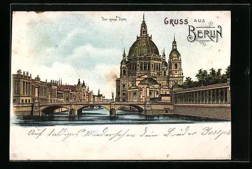 Lithographie Berlin, Blick zum Neuen Dom