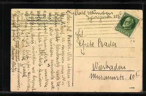 AK München, Café-Restaurant Neue Börse, Innenansicht