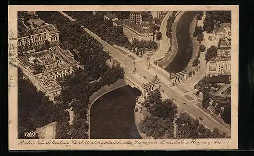 AK Berlin-Charlottenburg, Charlottenburger Brücke und Technische Hochschule, Fliegeraufnahme