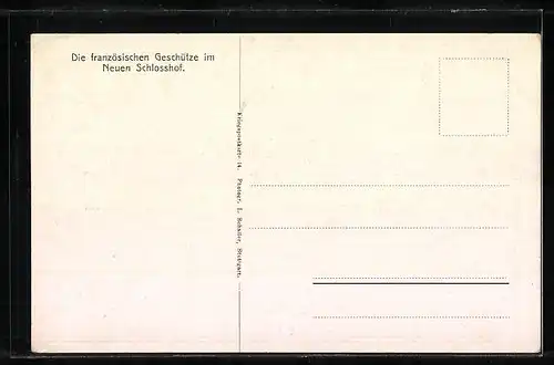 AK Stuttgart, die französischen Geschütze im Neuen Schlosshof