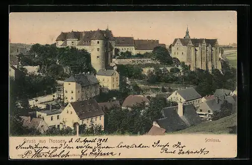 AK Nossen, Schloss und Teilansicht der Stadt