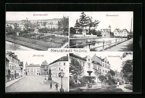 AK Hamburg-Neustadt, Totalansicht, amsenteich und Marktplatz