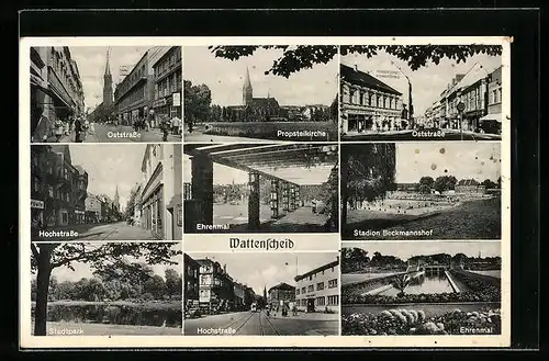 AK Wattenscheid, Oststrasse, Propsteikirche und Stadtpark