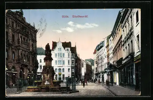 AK Köln, Waidmarkt mit Springbrunnen