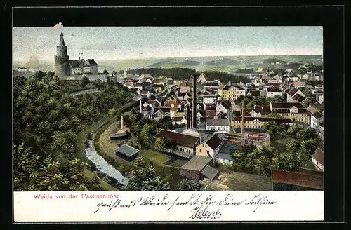 AK Weida, Blick von der Paulinenhöhe
