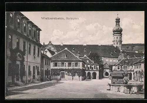 AK Weikersheim, Marktplatz mit Kirche