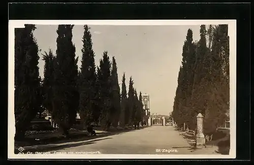 AK St. Zagora, Blick eine Allee hinunter