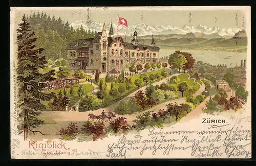 Lithographie Zürich, Hotel Rigiblick, Zürichberg