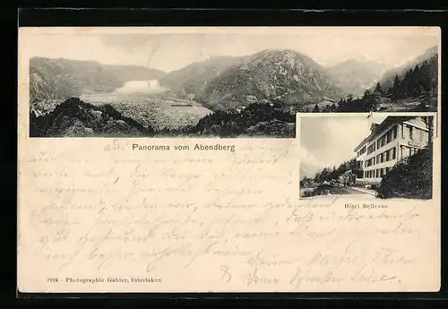 AK Interlaken, Panorama vom Abendberg, Hotel Bellevue