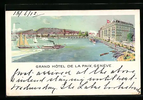 Künstler-AK Geneve, Grand Hotel de la Paix