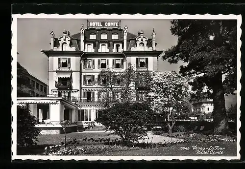 AK Vevey-La Tour, Frontansicht des Hotel Comte