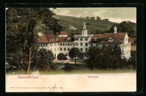 Künstler-AK Weissbad, Ortspartie mit weissem Haus