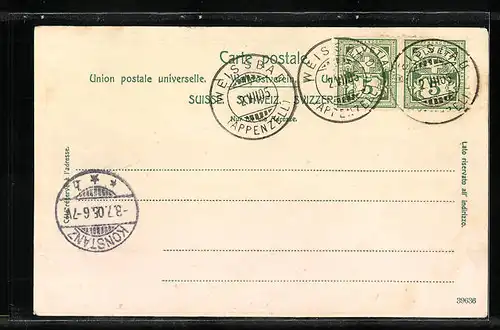 Künstler-AK Weissbad, Ortspartie mit weissem Haus