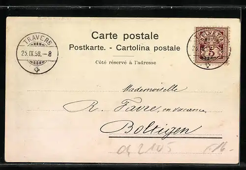 Künstler-AK Travers, Aux Gorges de L'Areuse, Le saut de Brot