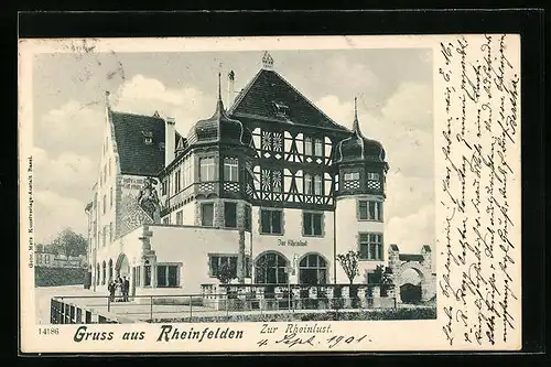 AK Rheinfelden, Gasthaus Zur Rheinlust mit Strassenpartie