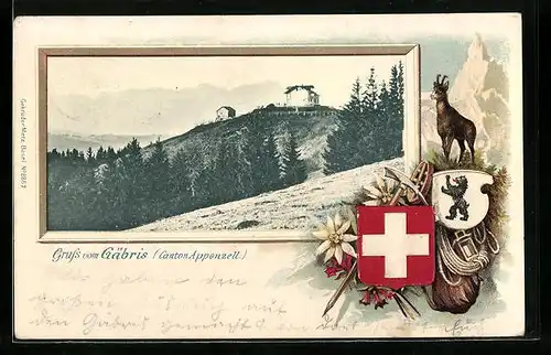 AK Gäbris, Panorama mit Wappen