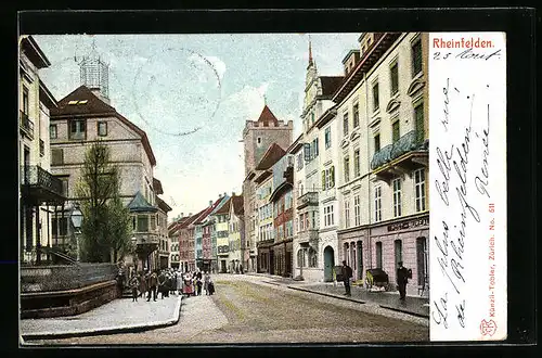 AK Rheinfelden, Strassenpartie mit Geschäften und Post