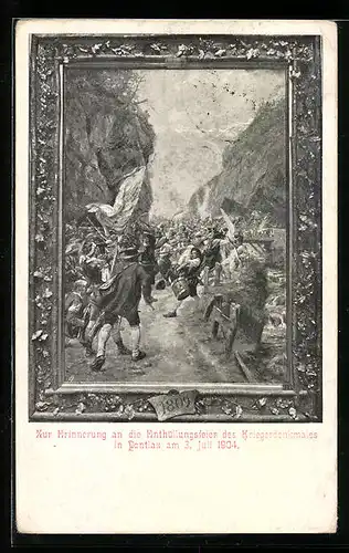 Künstler-AK Anlasskarte zur Enthüllung des Kriegerdenkmals in Pontiax 1904 - Gemälde