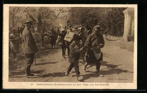 AK Oesterreichische Munitionskolonne auf dem Wege zum San-Abschnitt