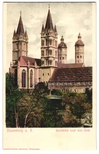 Relief-AK Naumburg a. S., Durchblick nach dem Dom